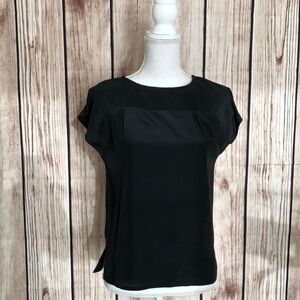 Executive Focus Classic Black Silk Blouse Sz 4